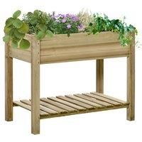 Outsunny Wooden Planters Raised Garden Bed with Legs and Storage Shelf, Gardening Standing Growing Bed Flower Boxes for Backyard, Patio, Balcony
