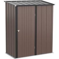 Outsunny 5.3ft× 3.1ft Outdoor Storage Shed, Steel Garden Shed with Single Lockable Door, Tool Storage Shed for Backyard, Patio, Lawn, Brown