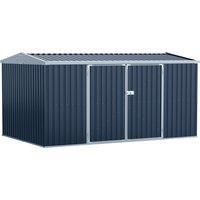 Outsunny 14 x 9ft Outdoor Metal Garden Storage Shed with Lockable Door, Tool Storage Box for Backyard, Patio and Lawn, Grey