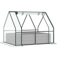 Outsunny Raised Garden Bed Planter Box With Greenhouse Large Window - Clear