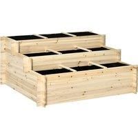 Outsunny 3 Tier Raised Garden Bed Planter Box With 9 Grids & Non-woven Fabric