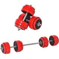HOMCOM 30kg Two-In-One Dumbbell & Barbell Adjustable Set Strength Gym Workout