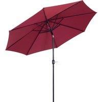 Outsunny 3(m) Tilting Parasol Garden Umbrellas, Outdoor Sun Shade with 8 Ribs, Tilt and Crank Handle for Balcony, Bench, Garden, Wine Red