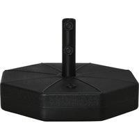 Outsunny Octagonal Garden Parasol Base Holder Outdoor Market Umbrella Stand Weights, Up to 28kg Water Filled or 40kg Sand Filled, Black