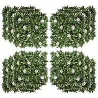 Outsunny 12PCS Artificial Boxwood Panel Faux Rhododendron Greenery Backdrop
