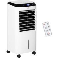 HOMCOM Portable Air Cooler, Evaporative Anion Ice Cooling Fan Water Conditioner Humidifier Unit with 10L Water Tank, 3 Modes, 3 Speed, Remote, Timer, Oscillating for Home Quiet Bedroom, White