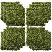 Outsunny 12PCS Artificial Boxwood Wall Panels 20" x 20" Grass Privacy Fence Screen Faux Hedge Greenery Backdrop Encrypted Milan Grass