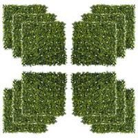 Outsunny 12PCS 50cm x 50cm Artificial Boxwood Panel Milan Grass with Flowers