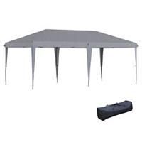 Outsunny Pop Up Gazebo, Double Roof Foldable Canopy Tent, Height Adjustable Wedding Awning Canopy w/ Carrying Bag, 6 m x 3 m x 2.65 m, Grey