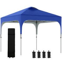 Outsunny Pop Up Gazebo Foldable w/ Wheeled Carry Bag & 4 Weight Bags, Blue