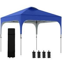 Outsunny Pop Up Gazebo Foldable w/ Wheeled Carry Bag & 4 Weight Bags, Blue