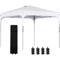 Outsunny 3 x 3 (M) Pop Up Gazebo, Foldable Canopy Tent with Carry Bag with Wheels and 4 Leg Weight Bags for Outdoor Garden Patio Party, White