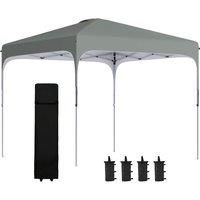 Outsunny Pop Up Gazebo Foldable With Wheeled Carry Bag & 4 Weight Bags - Grey