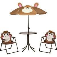 Kids Foldable Four-Piece Garden Set w/ Table, Chairs, Adjustable Umbrella
