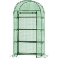 Outsunny 80x49x160cm Mini Greenhouse for Outdoor, Portable Gardening Plant with Storage Shelf, RollUp Zippered Door, Metal Frame and PE Cover, Green