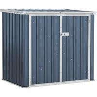 Outsunny 5ft x 3ft Garden 2-Bin Steel Storage Shed, Double Rubbish Storage Shed, Hide Dustbin w/ Locking Doors and Openable Lid