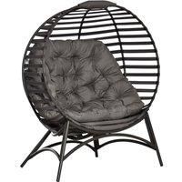 Outsunny Egg Chair with Soft Cushion, Steel Frame and Side Pocket, Garden Patio Basket Chair for Indoor, Outdoor, Brown