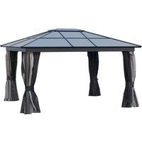 4 x 3.6m Aluminium Hardtop Gazebo Canopy with Polycarbonate Roof & Sidewalls