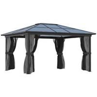 Outsunny Outdoor Aluminium Hardtop Gazebo Patio Shelter w/ Mesh & Curtains