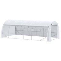Outsunny 6 x 3 x 2 m Polytunnel Greenhouse, Walk in Pollytunnel Tent with Steel Frame, Reinforced Cover, Zippered Door and 8 Windows for Garden White