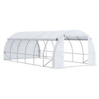 Outsunny 6 x 3 x 2 m Polytunnel Greenhouse Pollytunnel Tent w/ Steel Frame White