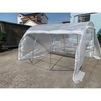 Outsunny 3 x 3 x 2 m Polytunnel Greenhouse, Walk in Pollytunnel Tent with Steel Frame, Reinforced Cover Zippered Door 6 Windows for Garden White