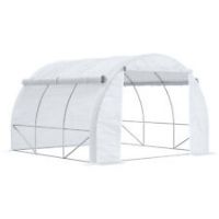 Outsunny 3 x 3 x 2 m Polytunnel Greenhouse Pollytunnel Tent w/ Steel Frame White