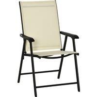 2 Pieces Metal Garden Chairs Outdoor Patio Folding Yard Furniture for Patio