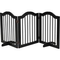 PawHut Wooden Foldable Small Sized Dog Gate Stepover Panel with Support Feet Pet Fence Freestanding Safety Barrier for the House Doorway Stairs Black