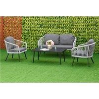 Outsunny 5-Seater Rattan Patio Sofa Set Garden Furniture Set with 2 Single Cushioned Sofas, 1 Loveseat and 1 Coffee Table for Outdoor, Backyard, Grey
