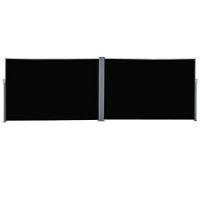 Outsunny Patio Retractable Double Side Awning Folding Privacy Screen Fence Black