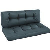 Outsunny 2Pcs Garden Tufted Pallet Cushion Seat Pad Back Cushion Patio for Indoor Outdoor Use, Dark Grey