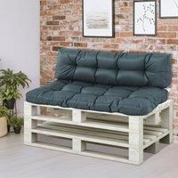 2Pcs Garden Tufted Pallet Cushion Seat Pad Back Cushion Indoor Outdoor Dark Grey