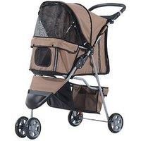 Pawhut Dog Stroller Pushchair Oxford Cloth 3-Wheel Pram - Suitable For Small Pets