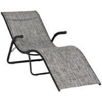 Outsunny Folding Lounge Chair, Outdoor Chaise Lounge for Beach, Poolside, Grey