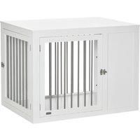 Wooden Dog Crate Pet Cage w/ 2 Lockable Doors, for Medium & Large Dog White