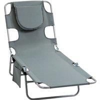 Portable Beach Chaise Lounge with 5-position Adjustable Backrest Arm Slots