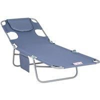 Portable Beach Chaise Lounge with 5-position Adjustable Backrest Arm Slots