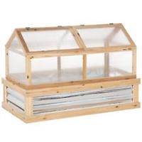 Outsunny Raised Garden Bed with Greenhouse Wooden Cold Frame Natural