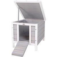 PawHut Wooden Rabbit Hutch Bunny Puppy Cage Guinea Pig Hutch, Rabbit Hideaway, Cat House, Pet Habitat Small Animals Ferret 51 x 42 x 43 cm, Grey