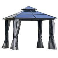 Outsunny 3x3(m) Polycarbonate Hardtop Gazebo w/ Double Roof & Aluminium Frame