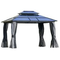Outsunny 3.6 x 3(m) Polycarbonate Hardtop Patio Gazebo Canopy w/Double-Tier Roof