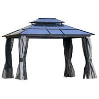 Outsunny 3.6 x 3(m) Polycarbonate Hardtop Patio Gazebo Canopy w/Double-Tier Roof