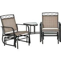 Outsunny Double 2 Seater Outdoor Glider Chair - Brown
