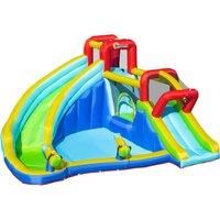 Outsunny 5 in 1 Kids Bounce Castle Extra Large Inflatable House Trampoline Slide Water Pool Water Gun Climbing Wall for Kids Age 38, 3.85x3.65x2m