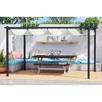 4 x 3(m) Aluminum Pergola Garden Gazebo w/ Retractable Canopy , Cream White