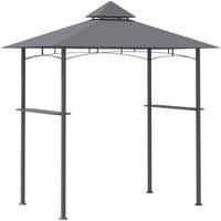 Outsunny Outdoor Double-tier Bbq Gazebo Shelter Grill Canopy Barbecue Tent Patio - Grey