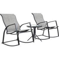 3 Pieces Outdoor Patio Bistro Set w/ 2 Rocking Chairs and Small Coffee Table