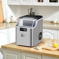 HOMCOM Ice Maker Machine, Counter Top Ice Cube Maker for Home, 20kg in 24 Hrs, 3.2L with Adjustable Cube Size, Self Cleaning Function, Ice Scoop