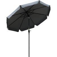 Outsunny 2.7m Patio Parasol Garden Umbrellas Outdoor Sun Shade Table Umbrella with Tilt, Crank, 8 Ribs, Ruffles, Grey